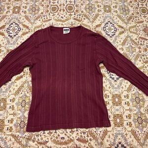 Xhilaration Maroon Ribbed Knit Top